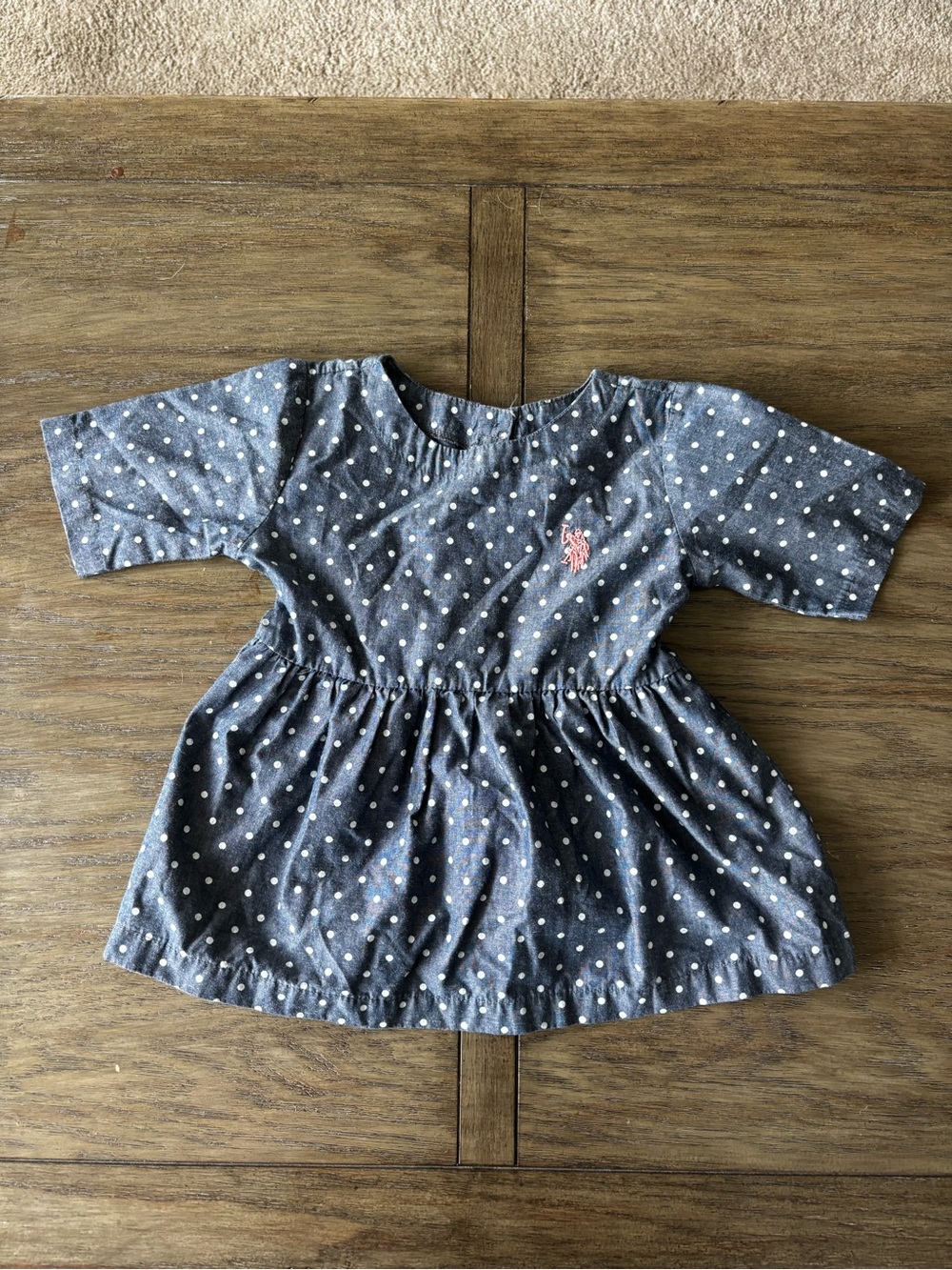 U.S. Polo Assn. Navy Blue Polka Dot Baby Dress